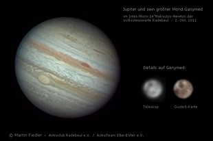 Jupiter und Ganymed, beobachtet in Radebeul  © Martin Fiedler